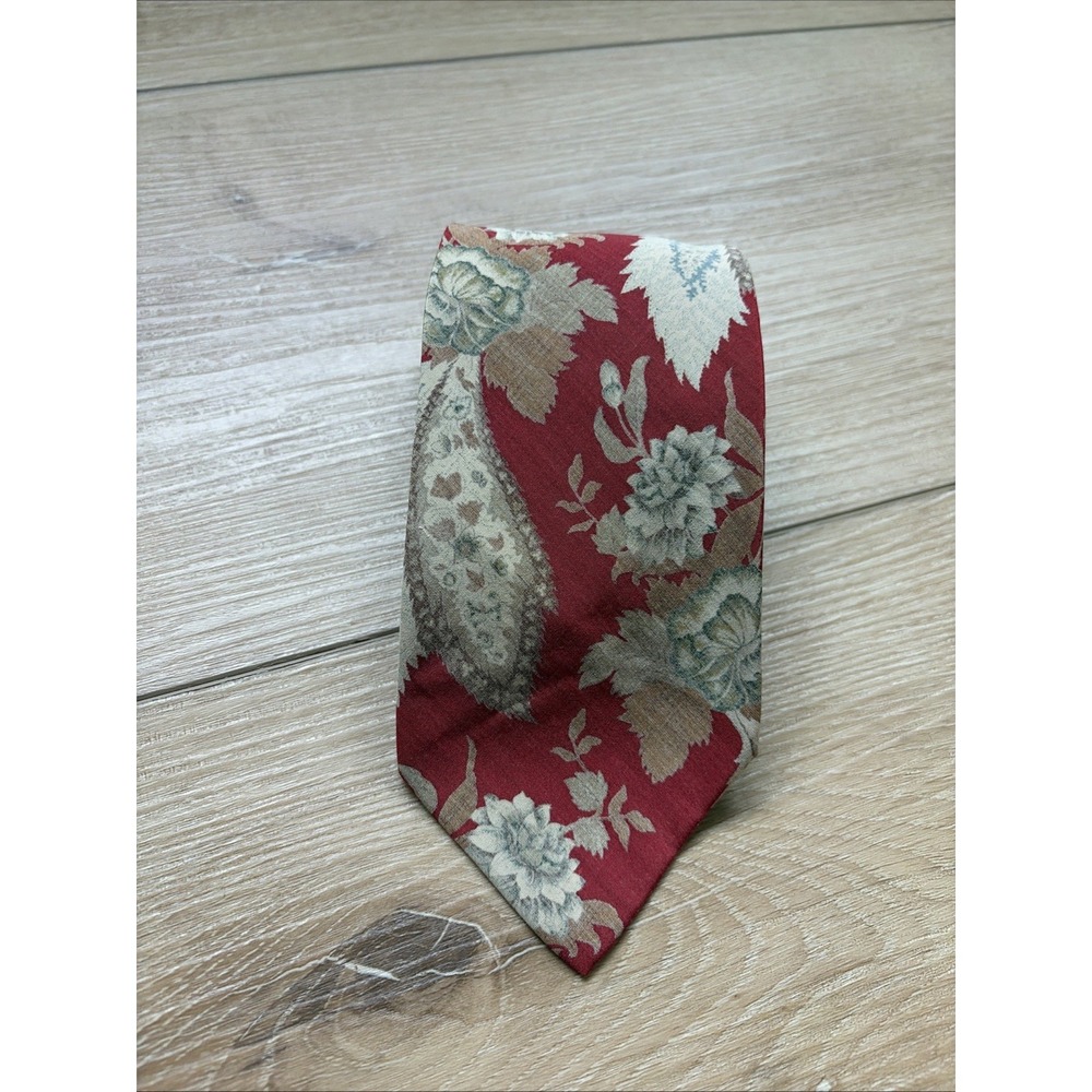 Polo Ralph Lauren Mens Vintage 80s Neck Tie Red Floral 100% Silk Paisley